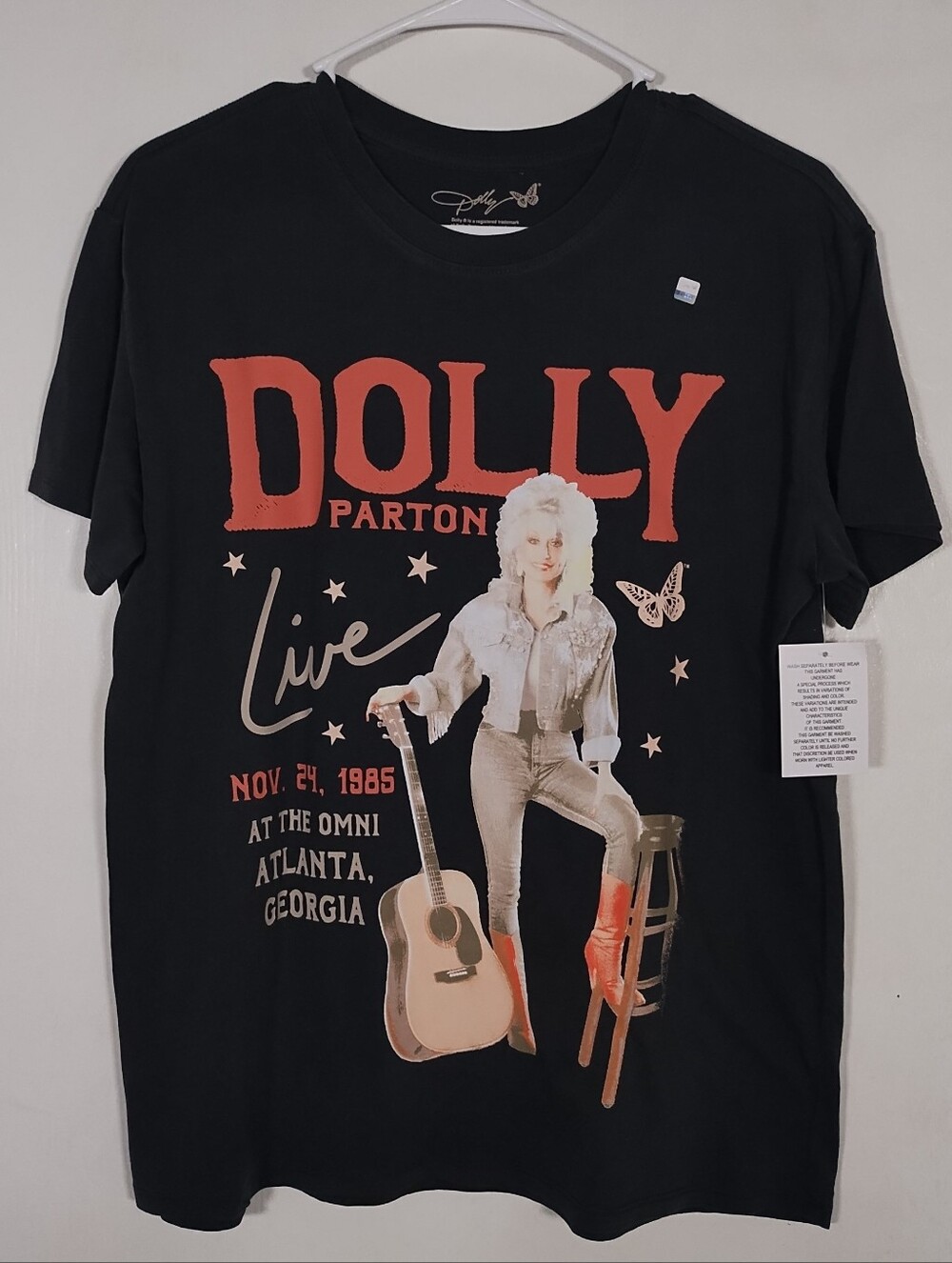 Dolly Parton Shirt Mens Small Black Live 1985 Tour Graphic Tee Tagless Music
